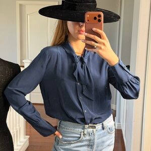 Elegant Navy Blue Women's Blouse